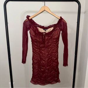 L Fashion Nova Ruffle Burgundy/Red Dress